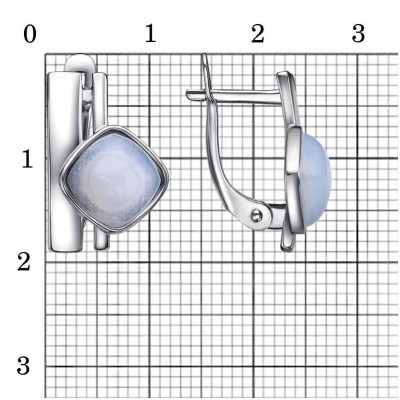 Серьги бижутерия, покрытие - серебрение с оксидированием, вставка - искусственный агат белый