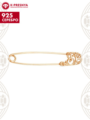 Брошь серебро 925 пробы, покрытие - золочение, без вставок