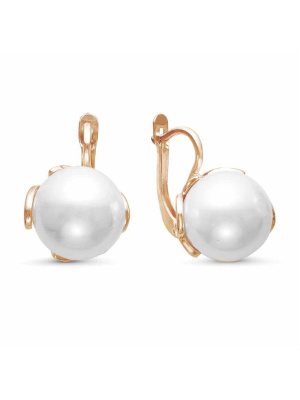 Серьги бижутерия, покрытие - золочение, вставка - имитация жемчуга