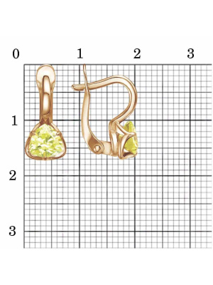 Серьги бижутерия, покрытие - золочение, вставка - фианит (недрагоценный камень)