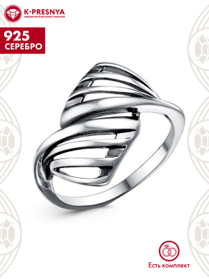 Кольцо серебро 925 пробы, покрытие - оксидирование, без вставок