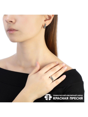 Серьги серебро 925 пробы, покрытие - оксидирование, без вставок