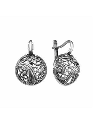 Серьги серебро 925 пробы, покрытие - оксидирование, без вставок