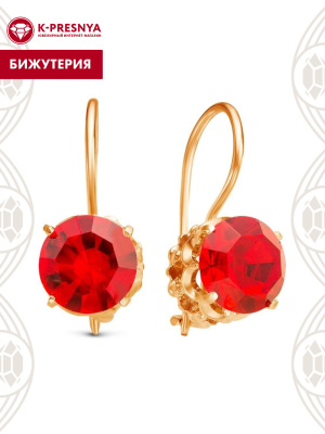 Серьги бижутерия, покрытие - золочение, вставка - стекло ювелирное preciosa