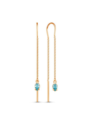 Серьги бижутерия, покрытие - золочение, вставка - фианит (недрагоценный камень)