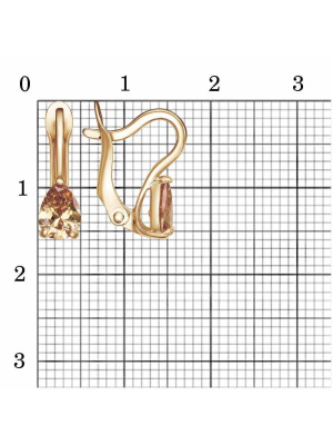 Серьги бижутерия, покрытие - золочение, вставка - фианит (недрагоценный камень)