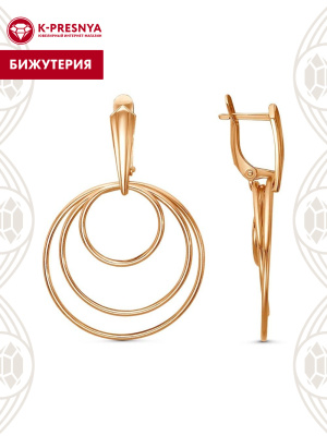 Серьги бижутерия, покрытие - золочение, без вставок
