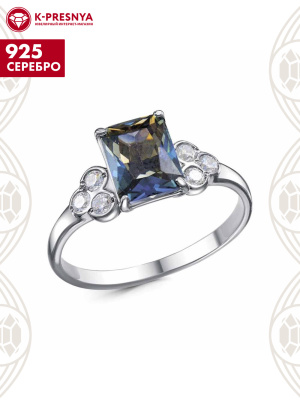 Кольцо серебро 925 пробы, покрытие - платинирование, вставка - фианит (недрагоценный камень)