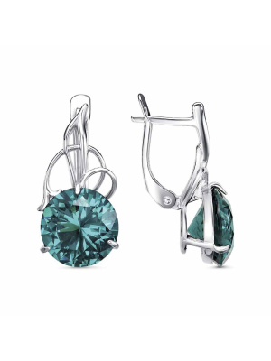 Серьги серебро 925 пробы, покрытие - родирование, вставка - ситалл собственной огранки