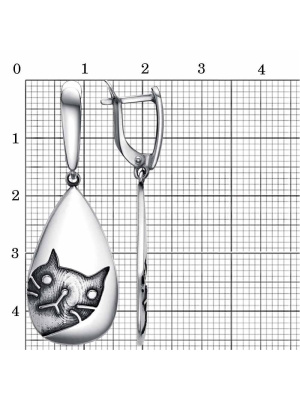 Серьги бижутерия, покрытие - серебрение с оксидированием, без вставок