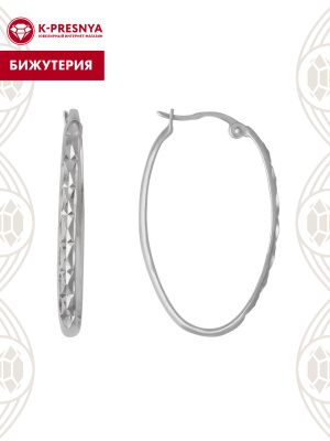 Серьги бижутерия, покрытие - серебрение, отделка - алмазная грань, без вставок