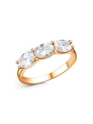 Кольцо серебро 925 пробы, покрытие - золочение, вставка - фианит (недрагоценный камень)