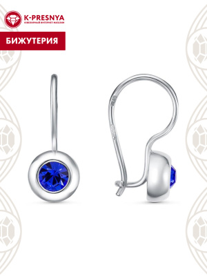 Серьги бижутерия, покрытие - серебрение, вставка - стекло ювелирное preciosa
