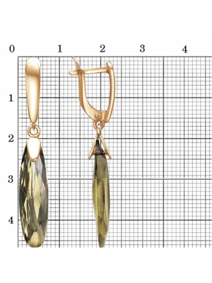 Серьги бижутерия, покрытие - золочение, вставка - стекло ювелирное собственной огранки