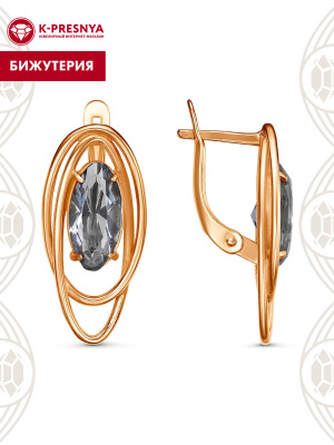 Серьги бижутерия, покрытие - золочение, вставка - стекло ювелирное собственной огранки