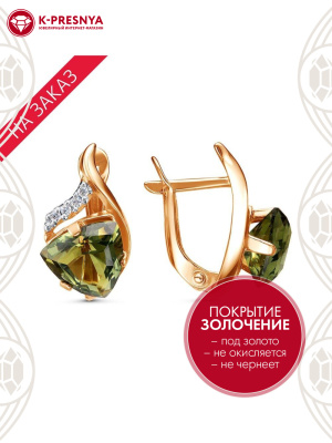 Серьги серебро 925 пробы, покрытие - золочение, выборочное родирование