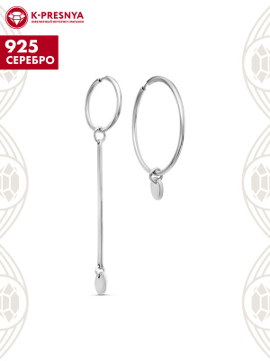 Серьги серебро 925 пробы, покрытие - родирование, без вставок