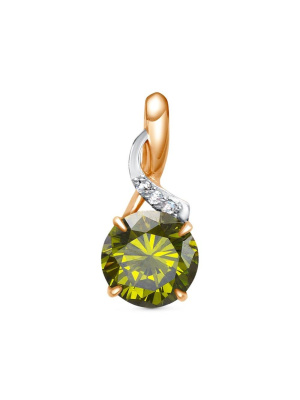 Подвеска бижутерия, покрытие - золочение, выборочное родирование, вставка - фианит (недрагоценный камень)