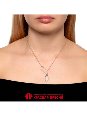 Колье серебро 925 пробы, покрытие - золочение, вставка - фианит (недрагоценный камень)