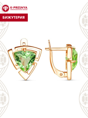 Серьги бижутерия, покрытие - золочение, вставка - стекло ювелирное собственной огранки