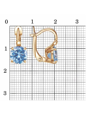 Серьги бижутерия, покрытие - золочение, вставка - фианит (недрагоценный камень)