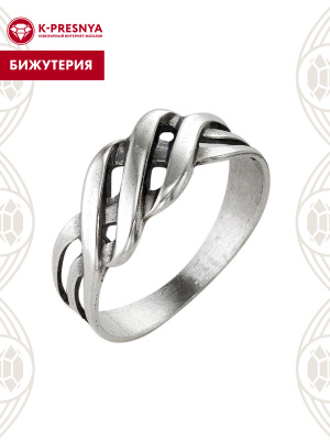 Кольцо бижутерия, покрытие - серебрение с оксидированием, без вставок