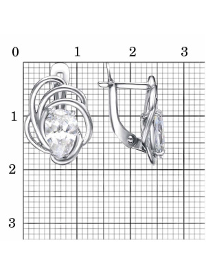 Серьги серебро 925 пробы, покрытие - оксидирование, вставка - фианит (недрагоценный камень)