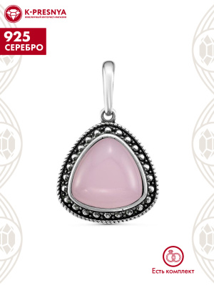 Подвеска серебро 925 пробы, покрытие - оксидирование, вставка - искусственный кварц розовый