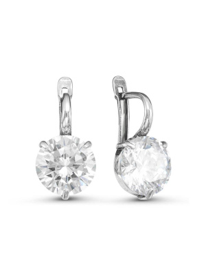 Серьги серебро 925 пробы, покрытие - оксидирование, вставка - фианит (недрагоценный камень)