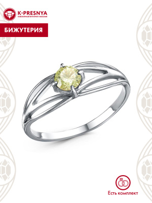 Кольцо бижутерия, покрытие - платинирование, вставка - фианит (недрагоценный камень)