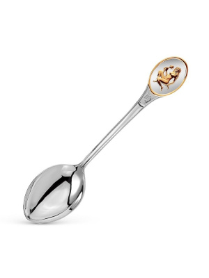 Ложка чайная "дева" серебро 925 пробы, покрытие - выборочное золочение, без вставок