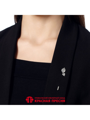 Брошь бижутерия, покрытие - серебрение с оксидированием, без вставок