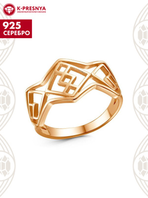 Кольцо серебро 925 пробы, покрытие - золочение, без вставок