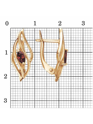 Серьги серебро 925 пробы, покрытие - золочение, вставка - фианит (недрагоценный камень)