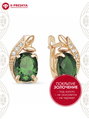 Серьги бижутерия, покрытие - золочение, вставка - стекло ювелирное, стекло ювелирное preciosa