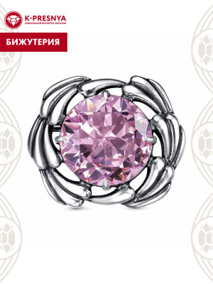 Брошь бижутерия, покрытие - серебрение с оксидированием, вставка - фианит (недрагоценный камень)