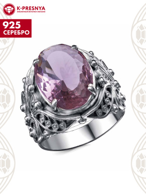 Кольцо серебро 925 пробы, покрытие - оксидирование, вставка - стекло ювелирное собственной огранки