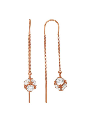 Серьги серебро 925 пробы, покрытие - золочение, вставка - фианит (недрагоценный камень)