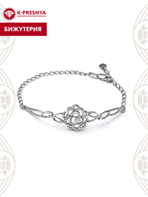 Браслет бижутерия, покрытие - серебрение с оксидированием, вставка - фианит (недрагоценный камень)