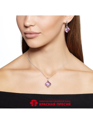 Серьги серебро 925 пробы, покрытие - платинирование, вставка - стекло ювелирное собственной огранки