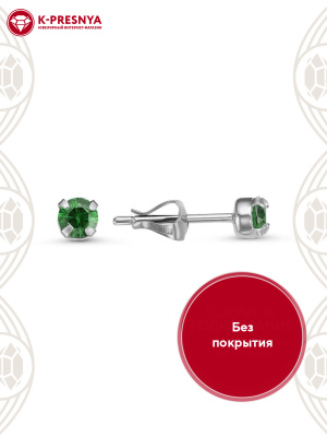 Серьги серебро 925 пробы, без покрытия, вставка - искусственная шпинель