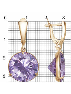 Серьги бижутерия, покрытие - золочение, вставка - фианит (недрагоценный камень)