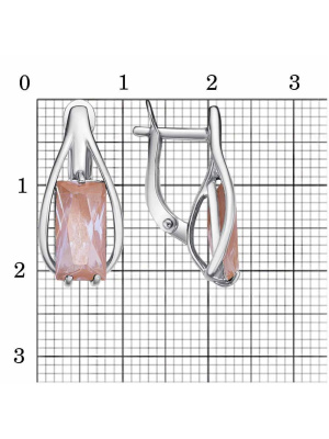 Серьги серебро 925 пробы, покрытие - платинирование, вставка - ситалл собственной огранки