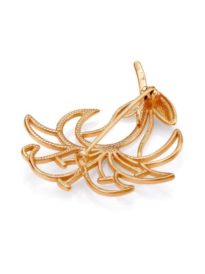 Брошь бижутерия, покрытие - золочение, без вставок