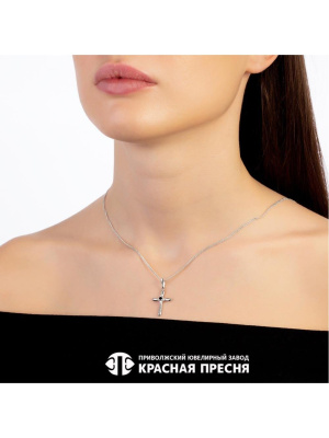 Подвеска серебро 925 пробы, покрытие - родирование, вставка - фианит (недрагоценный камень)