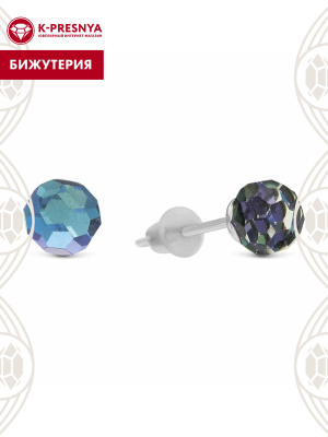Серьги бижутерия, покрытие - серебрение, вставка - стекло ювелирное preciosa