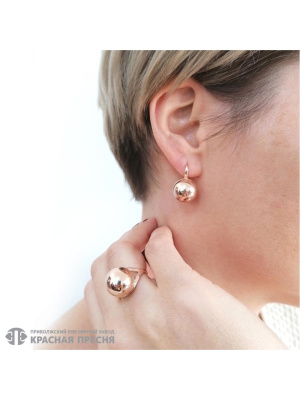 Серьги серебро 925 пробы, покрытие - золочение, без вставок