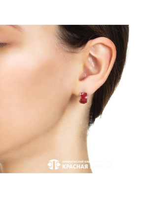 Серьги серебро 925 пробы, покрытие - родирование, отделка - эмаль, без вставок