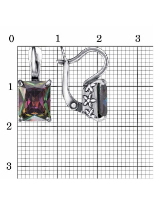 Серьги бижутерия, покрытие - серебрение с оксидированием, вставка - фианит (недрагоценный камень)