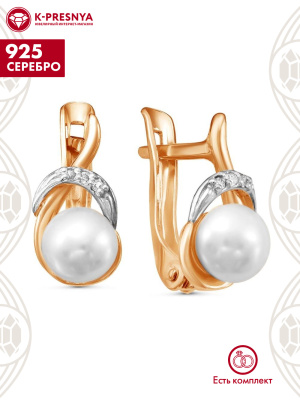 Серьги серебро 925 пробы, покрытие - золочение, выборочное родирование